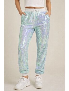 More Than Magic Sequin Sparkle Jogger Sweat Pants Sz XL - Pop Star Princess